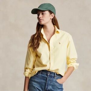 Ralph Lauren Oxford Butter Yellow Button Down Long Sleeve Shirt Size 16 XL